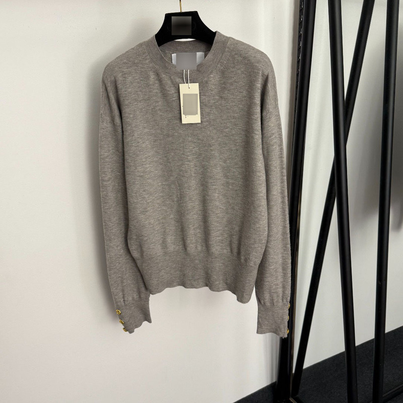 2025 Nanyou Foreign Trade Autumn and Winter New Popular Metal Keyhole Pullover Casual Casual Long Sleeve Sweater Top