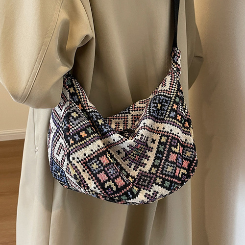 Large-Capacity Ethnic-Style Dumpling Bag for Women | Korean-Style All-Match Crossbody Bag | Women's Instagram-Inspired Shoulder Bag