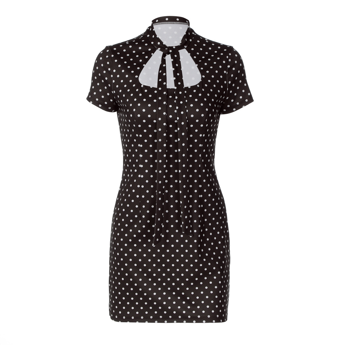 Women's 2026 Summer New Product Fashion Spice Girl Polka Dot Lace-up Slim Hip Wrap Dress_ecoleips.com