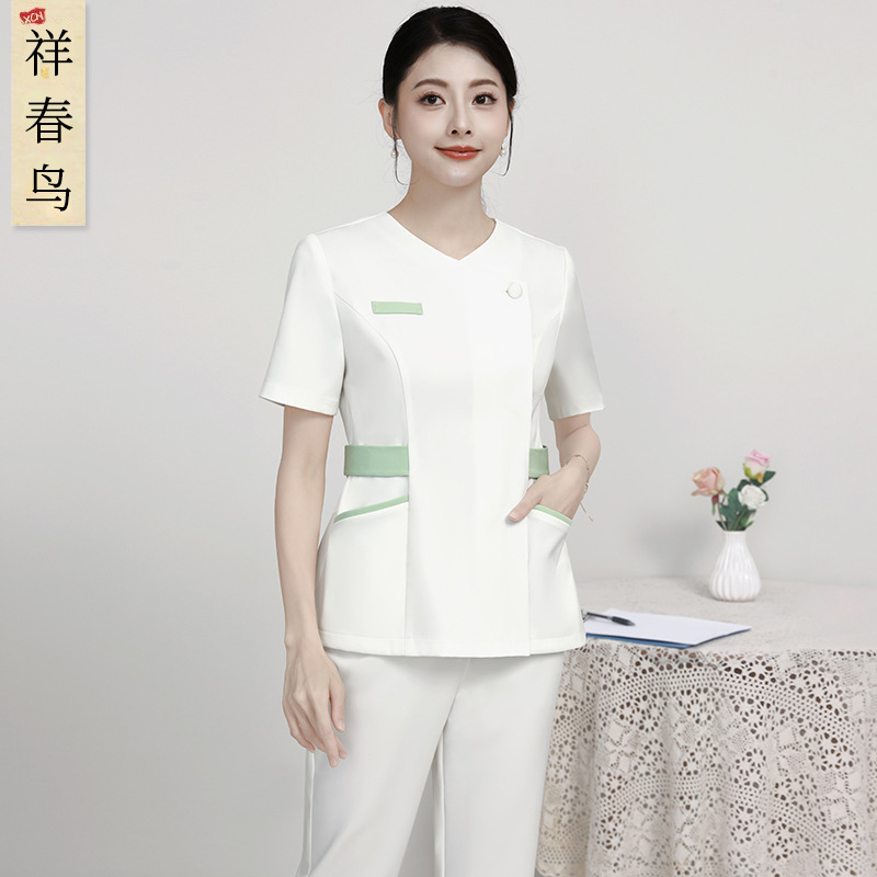 Xiangchunniao Light Medical Beauty Industry Nurse Uniform Two-Piece Set for Women Summer Beauty Salon Skin Dental Oral Care Workwear