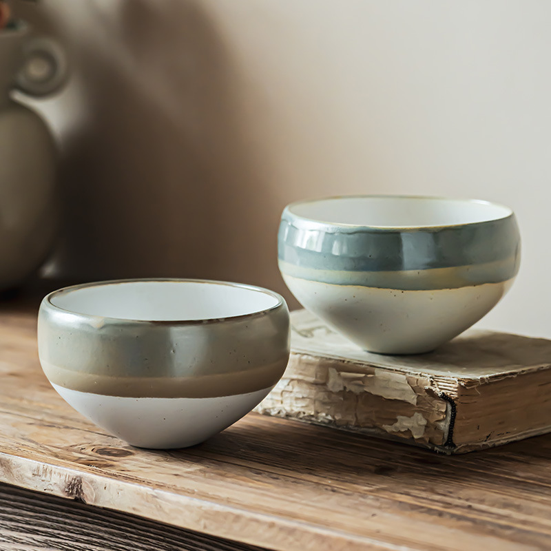 Tazón de cerámica retro japonés, tazón de arroz casero, utensilios viejos al por mayor, tazón pequeño de 5 pulgadas, tazón de comida para una persona