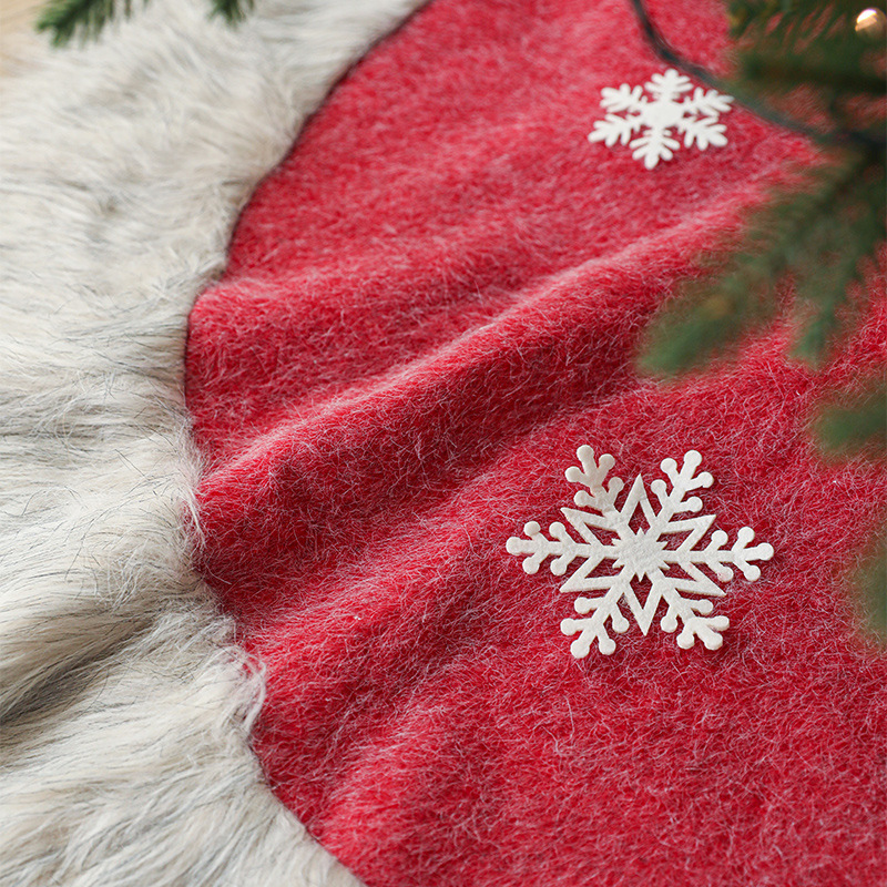 Nueva falda de árbol de Navidad decoración de fondo de árbol borde de peluche empalmado redondo falda de copo de nieve de árbol de decoración de Navidad