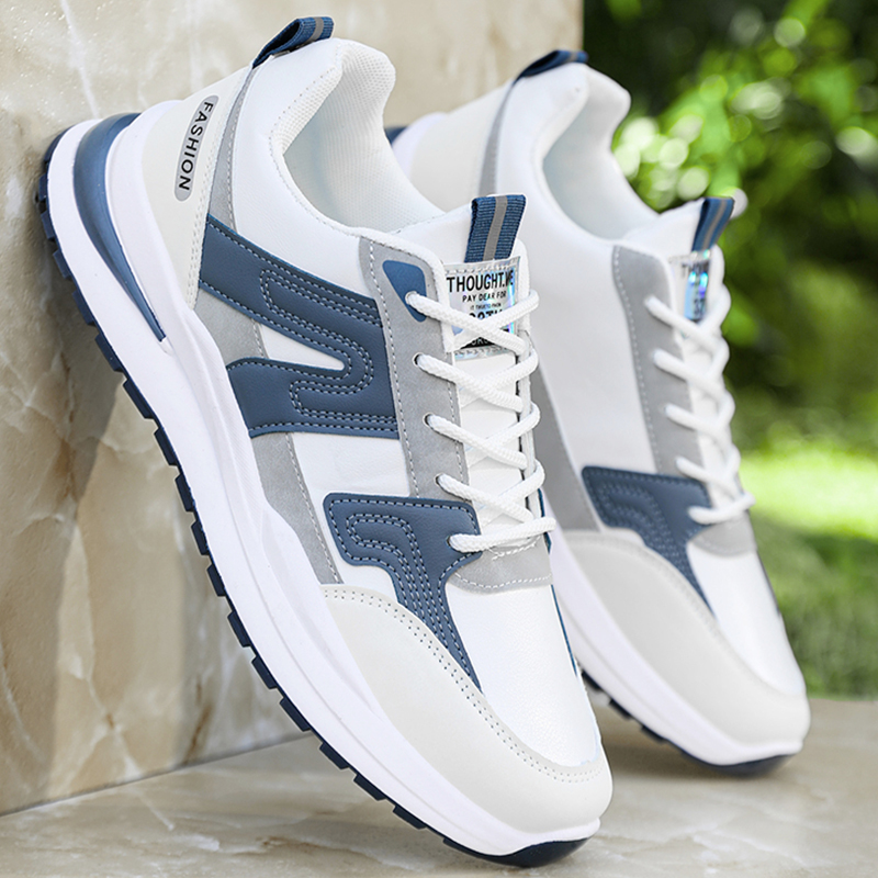 Zapatos Deportivos de Primavera para Hombre, Nuevos Zapatos Casuales de Cuero Impermeables Antideslizantes Negros para Hombre, Zapatos Deportivos para Correr para Hombre