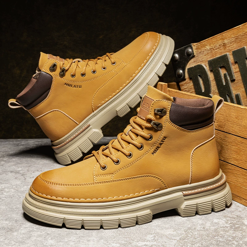 Высокое качество мужские сапоги Martin ультра-волокнистые кожаные лица сплошной цвет английский стиль высокие спортивные сапоги осенние зимние мужские сапоги