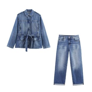 Denim jacket, jeans for leisure, oversize, high waist