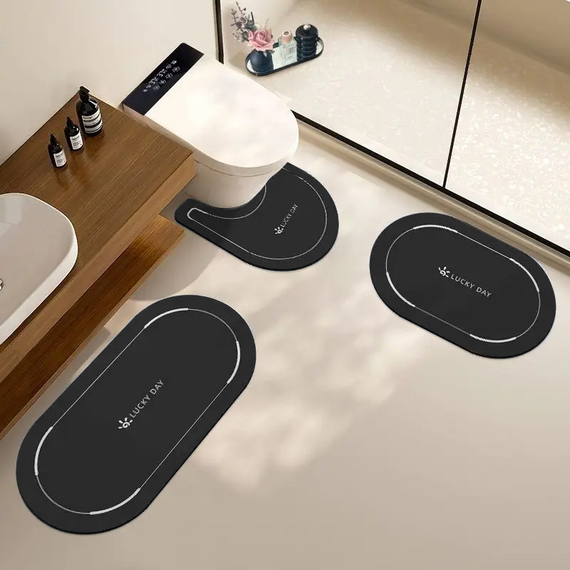 Simple Letter Series Diatom Mud Bathroom Set Household Bathroom Water-Absorbent Quick-Drying Toilet Three-Piece Set Pad Delivery