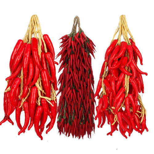 Simulation Fruit & Vegetable Hanging String for Farmhouse Decor: Artificial Potato, Corn, Chili Pepper, and Peanut Ornament Models as Props