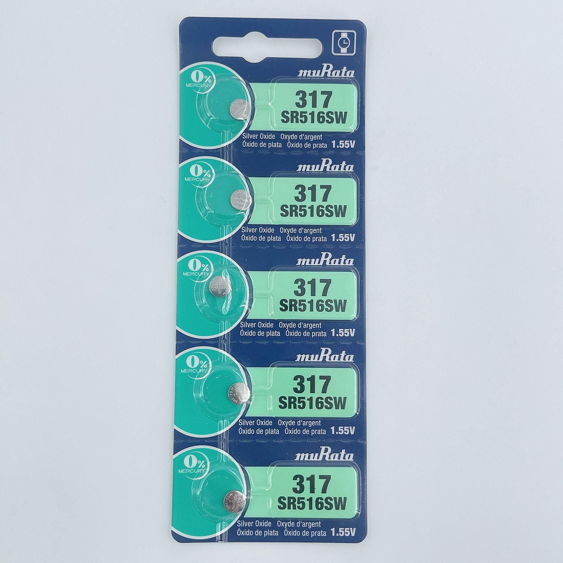 卡装SR516SW/317石英手表氧化银纽扣电池1.55V电子