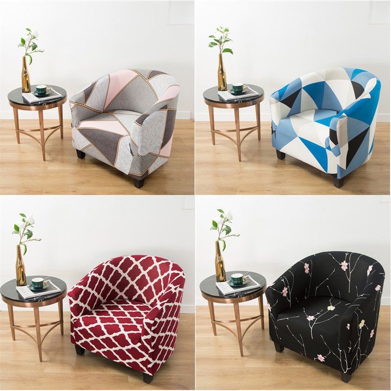 Cross-border European-style stretch all-inclusive single semicircle sofa cover Internet cafe hotel guest room printed sofa chair cover