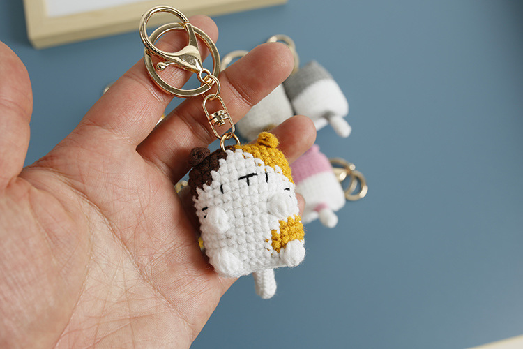 25g Weight Wool Yarn Home Textiles & Decor Type Handmade Inlay Material Keychain Classification 1 Piece Quantity Daily Occasion yarn Material Cartoon, Cat Pattern Knitting Design Cute Style 1 Piece Cartoon Cat Keychain Yarn Handmade Cute Keychain 9