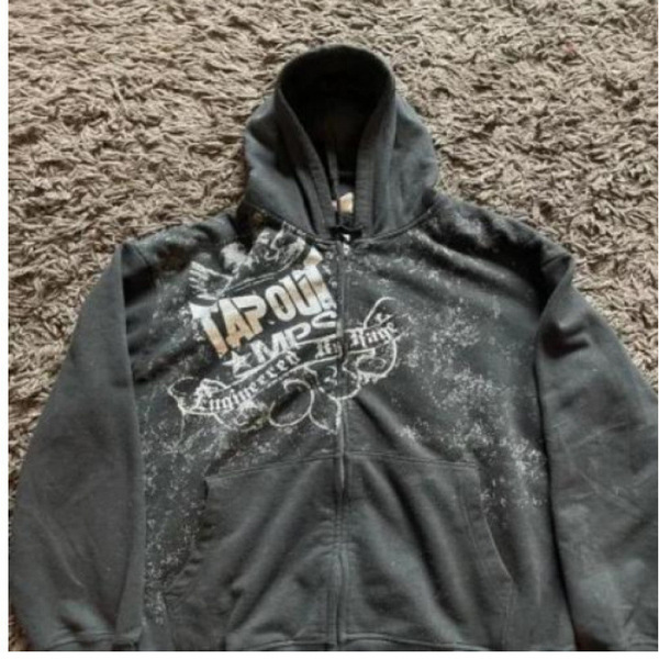 Retro fashionable hoody with zipper hip-hop style