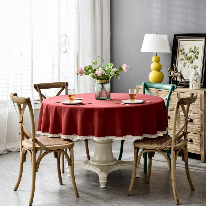 Tovaglia nordica semplice impermeabile in tinta unita in cotone e lino con nappe per tavolo da pranzo rotondo, tovaglia da tavolino_voghion.com