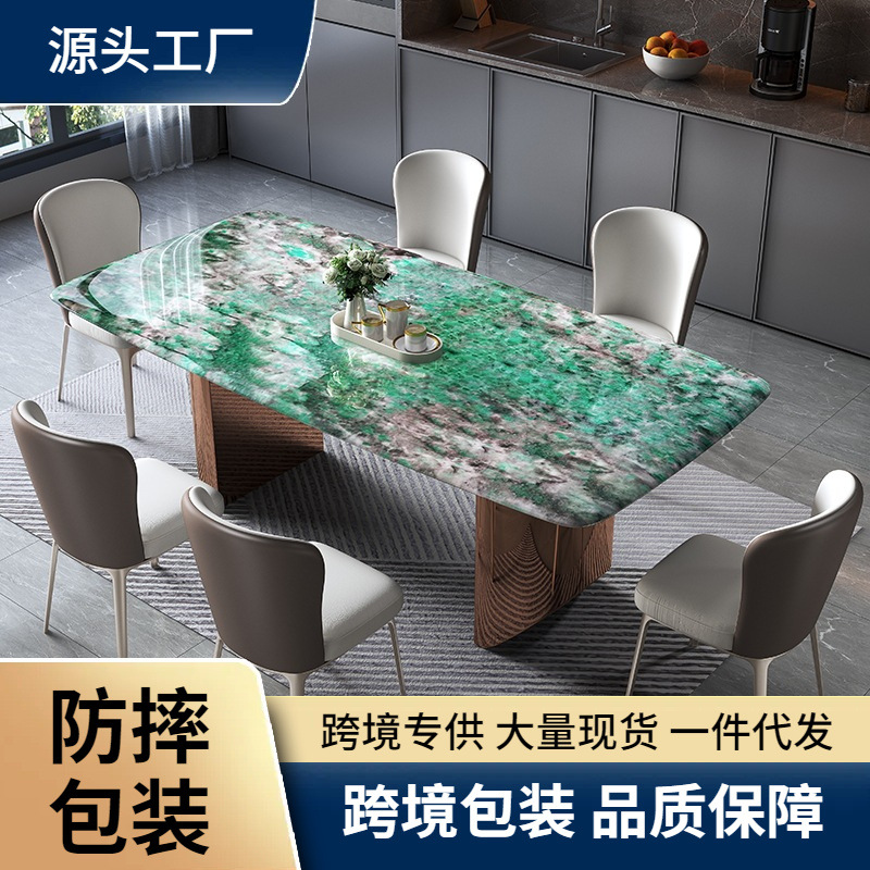 Modern Light Luxury Marble Dining Table and Chairs Italian Minimalist Luxury Stone Modern Light Luxury Microcrystalline Stone Home Dining Table and Chairs