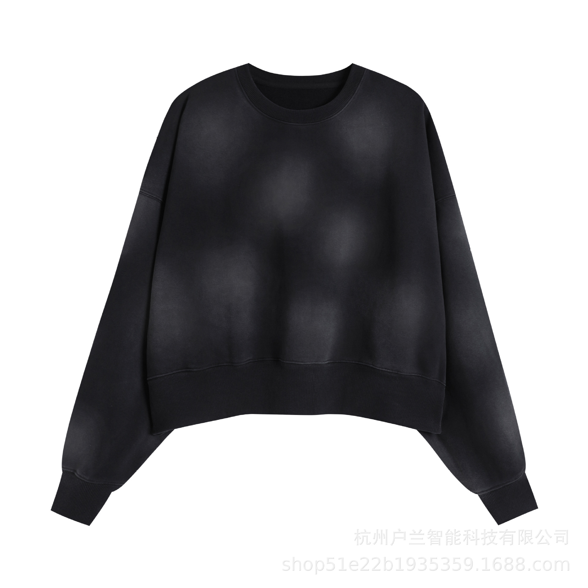 Women's 400g brushed gradient spray round neck black