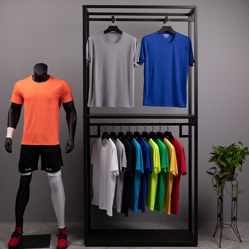 Men's Outdoor Coolmax Elastic Antibacterial Breathable Running Short-Sleeved Sports T-Shirt Casual Round Neck Quick-Drying Clothing