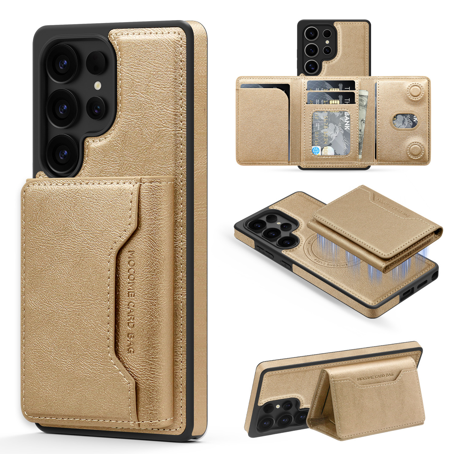 Adecuado para Samsung S25Edge Pindun multifuncional estuche para tarjeta magnética estuche para tarjeta S24FE estuche para teléfono anticaídas