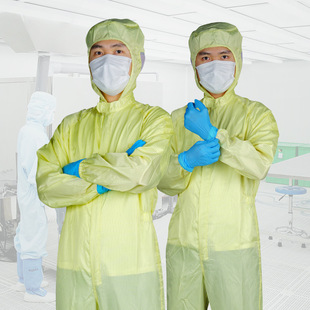Yellow stripe dust-free clothing hooded with ear net work clothes clean protective clothing anti-static clothing manufacturers conjoined summer