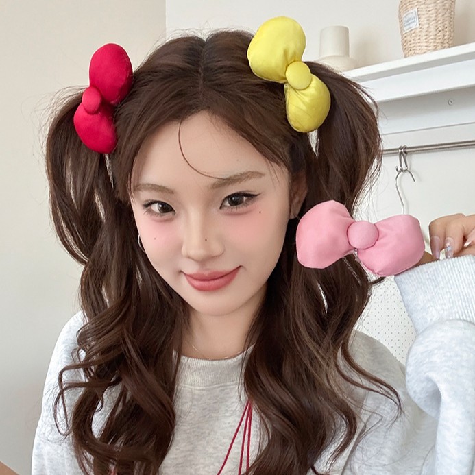 可爱日系Kitty蝴蝶结发夹充棉鸭嘴夹高颜值边夹鸭嘴夹半扎头饰女