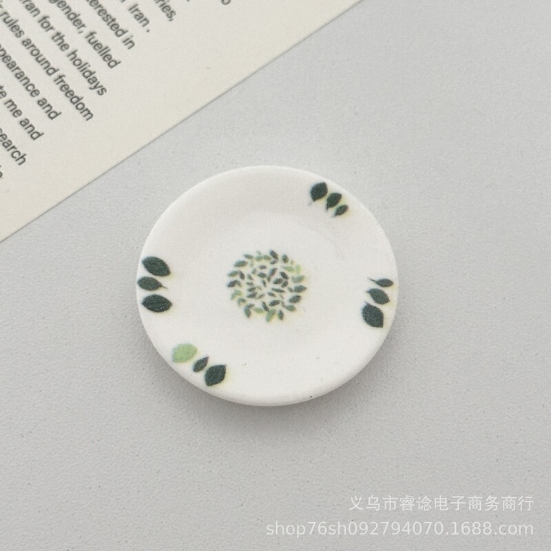 仿真青花瓷盘子奶油胶树脂小配件diy娃屋摆件微缩食玩碟子配饰|undefined