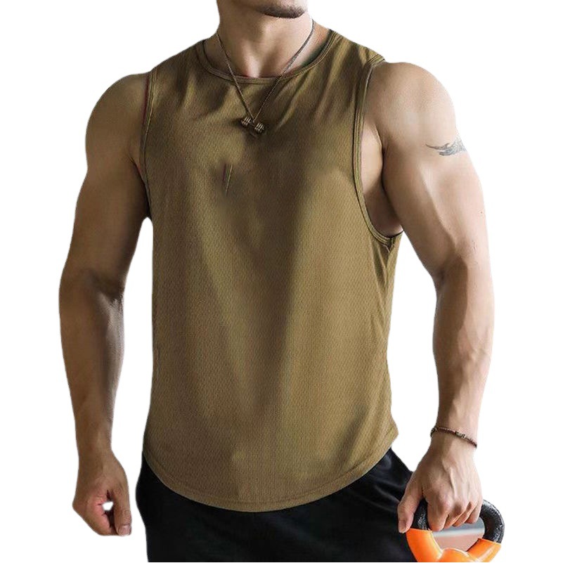 Men's Quick-Drying Sports Vest, Loose Fit, Large Size, Running and Fitness, Thin Style, Round Neck, Sleeveless T-Shirt, Direct from the Factory
