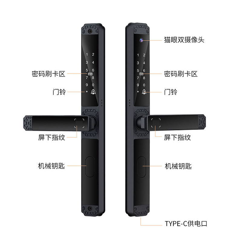 防水铝合金双面断桥铝智能锁 通通涂鸦APP家用刷卡指纹钥匙密码锁