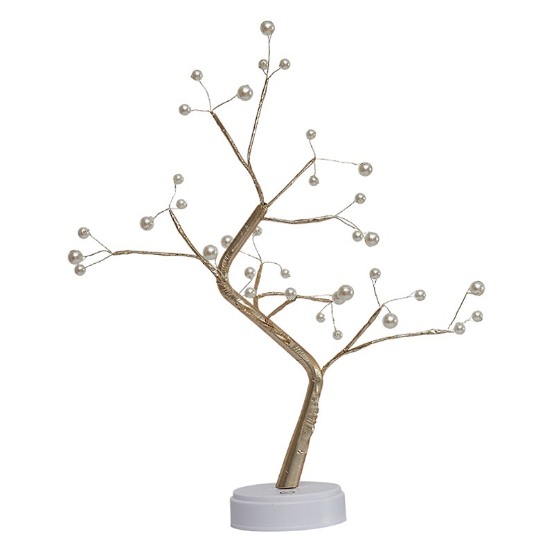 Amazon transfronterizo llevó la luz del árbol USB batería de doble propósito horizontal decorativo luz de la noche estrellada alambre de cobre luz del árbol en stock