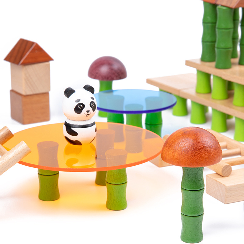 Juguetes de bambú estilo nacional juguetes de puzzle para niños desarrollo de inteligencia de bloques de construcción de puzzle panda juguetes de puzzle al por mayor