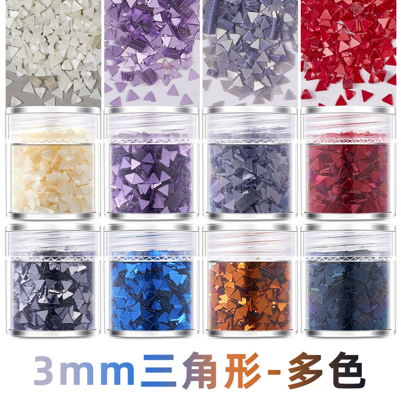 3mm triangle PVC ultra-thin nail art small sequins multi-color mixed beads phototherapy nail oil gel process A4-398