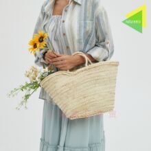 天然草编包棕榈叶麻把手提大容量野餐篮度假沙滩女包法式购物篮麻