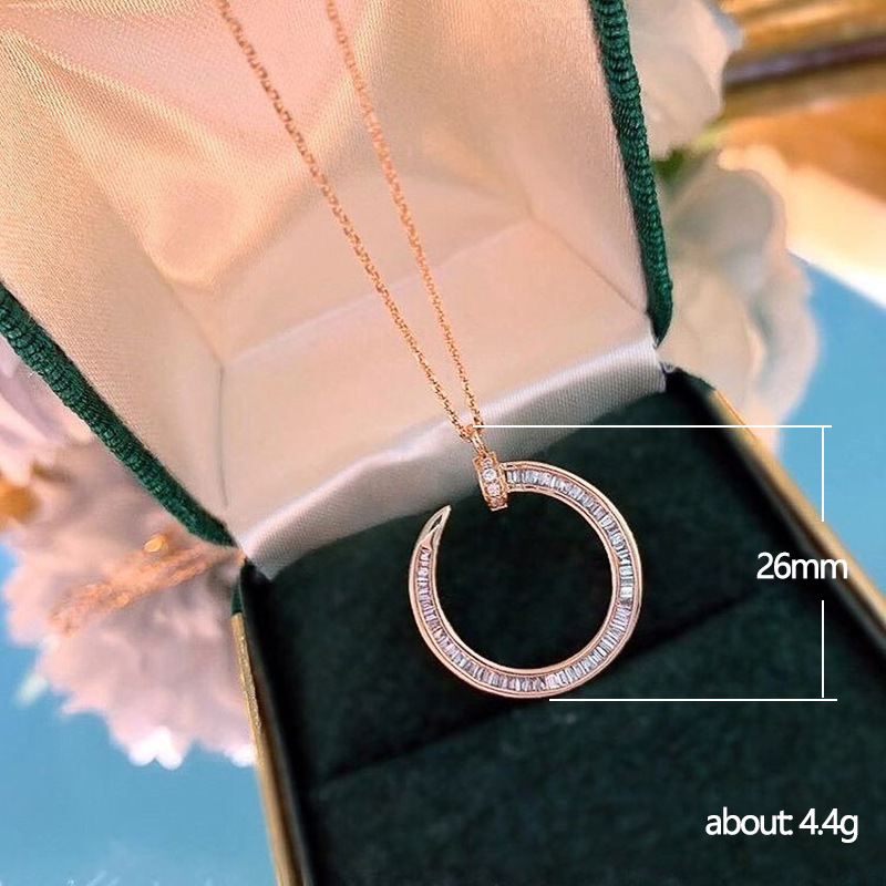 Fashion micro-encrusted zircon nail copper necklace pendant