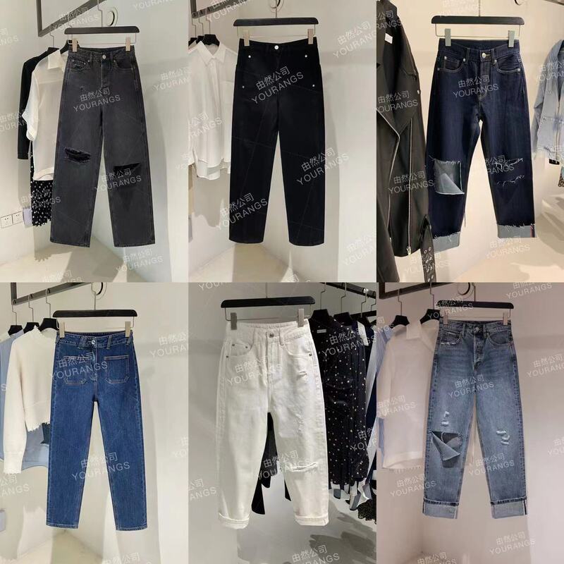 [50/90/100 Denim collection] high waist velvet-free/fleece-lined jeans