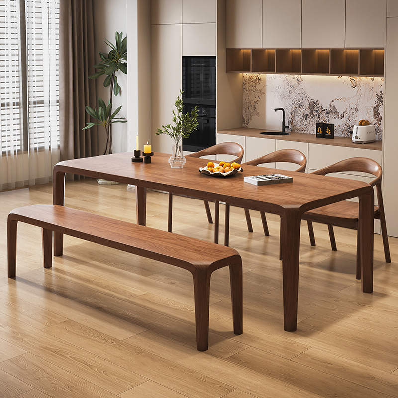 Walnut Dining Table Solid Wood New Chinese Style Light Luxury Simple Table and Chair Combination Modern Home Small Apartment Log Desk Walnut Dining Table Solid Wood New Chinese Style Light Luxury Simple Table and Chair Combination Modern Home Small Apartment Log Desk