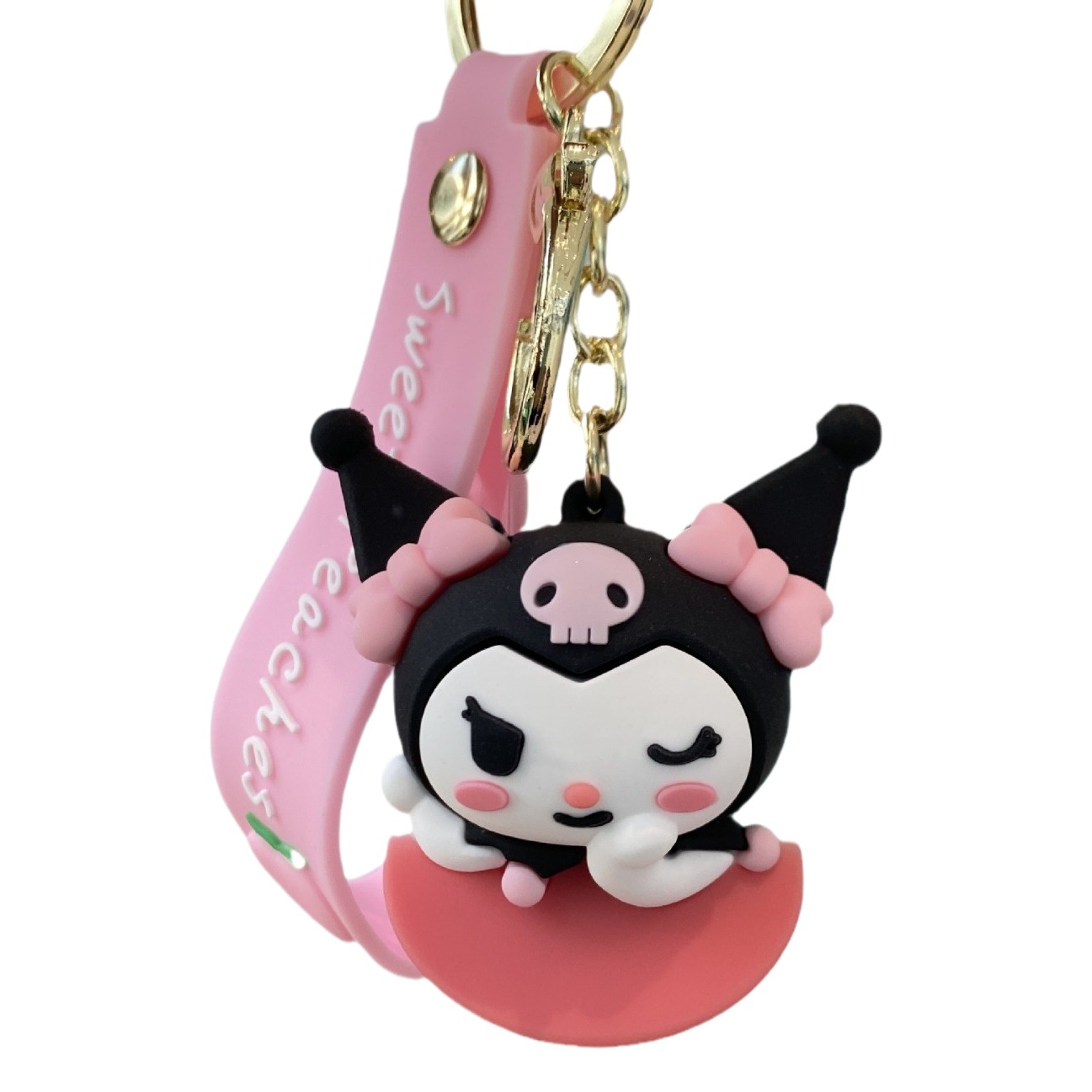 Melocotón Sanrio llavero de dibujos animados muñeca colgante pareja pequeño regalo bebé captura máquina mochila llavero al por mayor