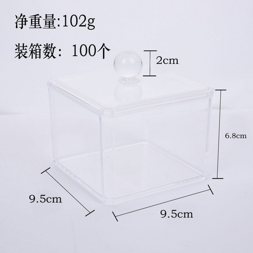 Cosmetics Cotton Swab Storage Box, Cleansing Cotton Toothpick Transparent Acrylic Bamboo Lid Storage Box, Stacking Desk Organizer