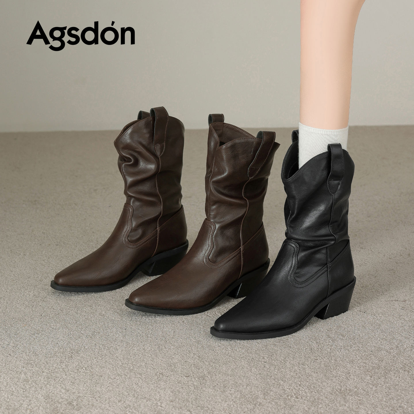 Botas cortas marrones para mujeres 2026 nuevo otoño y invierno con talón grueso Meirard Martin botas de pila retro botas