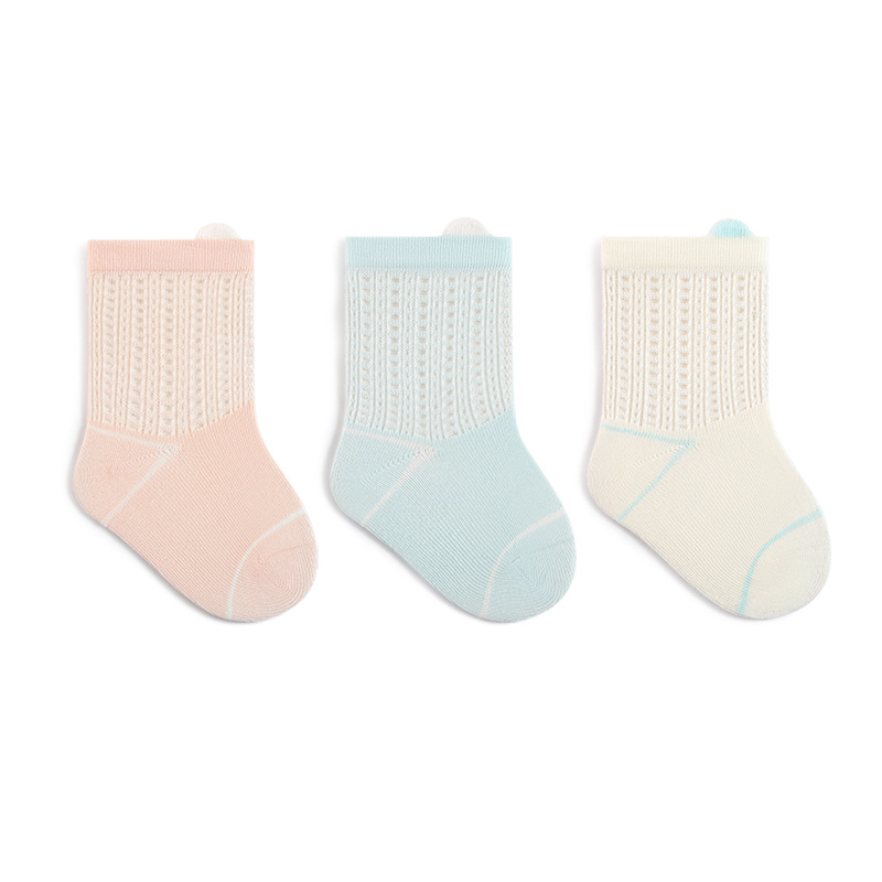 Calcetines para bebés recién nacidos, calcetines de algodón de malla ultrafina de verano 0 - 3 para bebés recién nacidos, clase A sin hueso, no estrangular las piernas