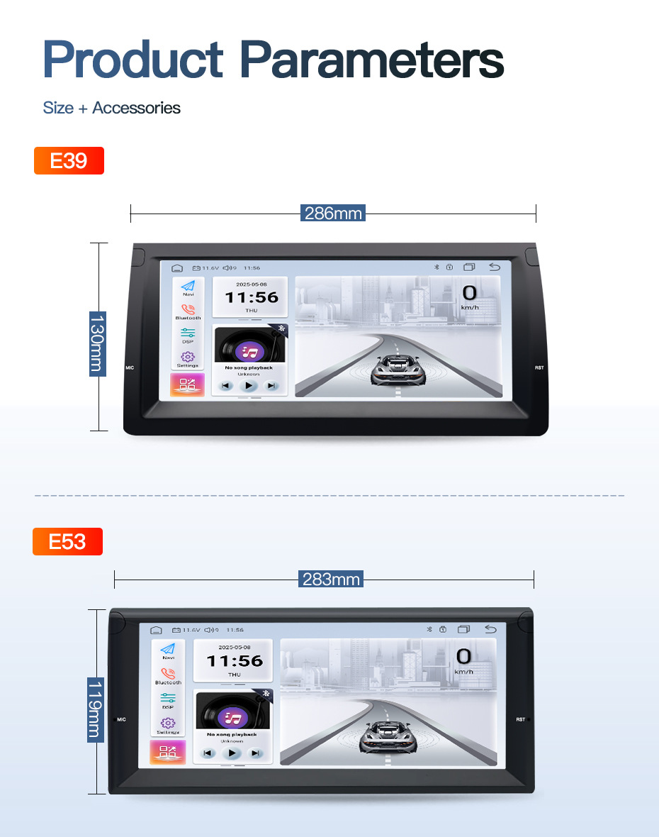 10.25inch Suitable for Bmw 5 Series 7 Series E38 E39 X5 E53 M5 Car Central Control Large Screen Navigation Reversing Camera