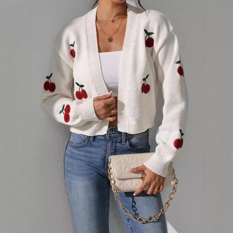 Foreign Trade Cross-Border European and American Amazon Source Manufacturer Embroidered Short Outwear Fashionable Knitwear Spring, Autumn and Winter Foreign Trade Cross-Border European and American Amazon Source Manufacturer Embroidered Short Outwear Fashionable Knitwear Spring, Autumn and Winter