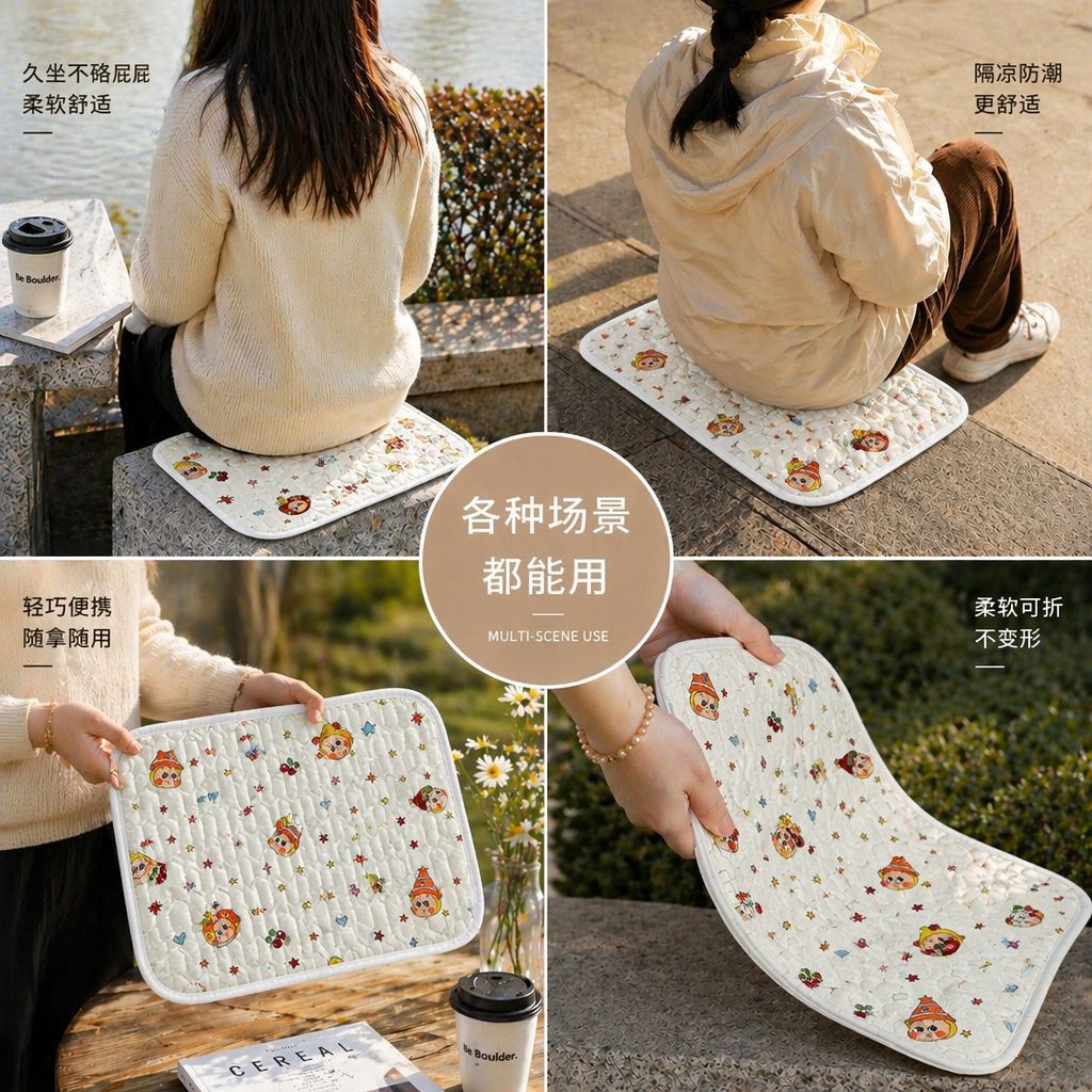 Anti-Dirt Seat Cushion for Outdoor Use, High-Speed Rail, Airplane, Bus, Train, Subway, Portable Seat Pad