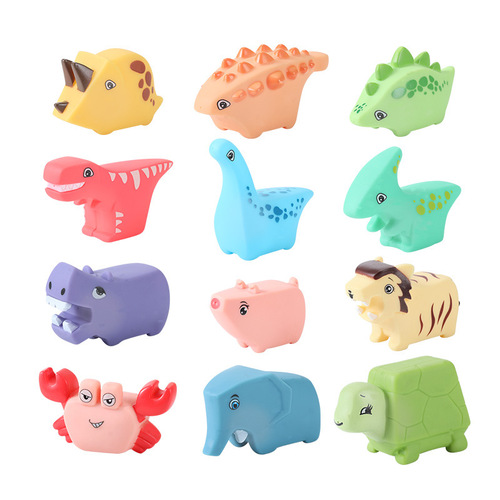 Baby bath toy water spray soft rubber dinosaur cute animal squeeze call toy wholesale