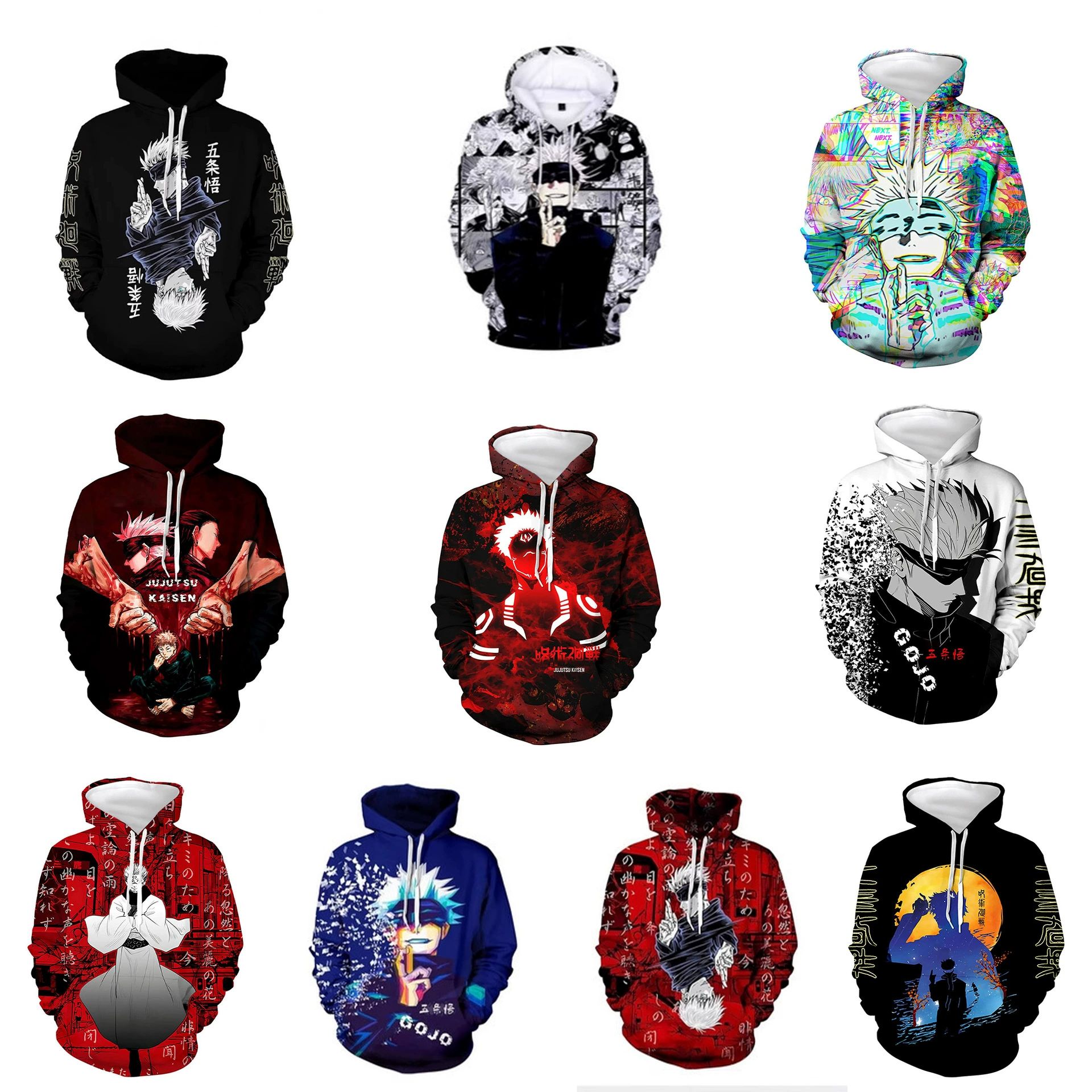 2025 Европейский и американский трансграничный пуловер ZSHZ Gojo Satoru, толстовка с капюшоном с 3D принтом, куртка для косплея