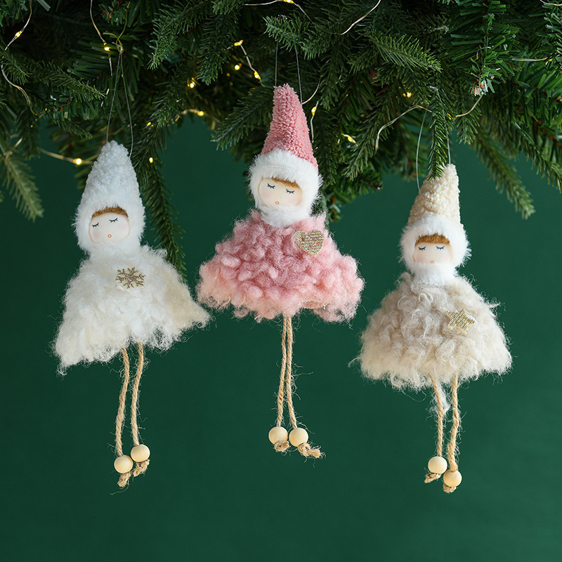 Hong Kong Heng peluche pequeño ángel muñeca colgante dibujos animados creativos lindas chicas muñecas colgantes decoraciones de Navidad