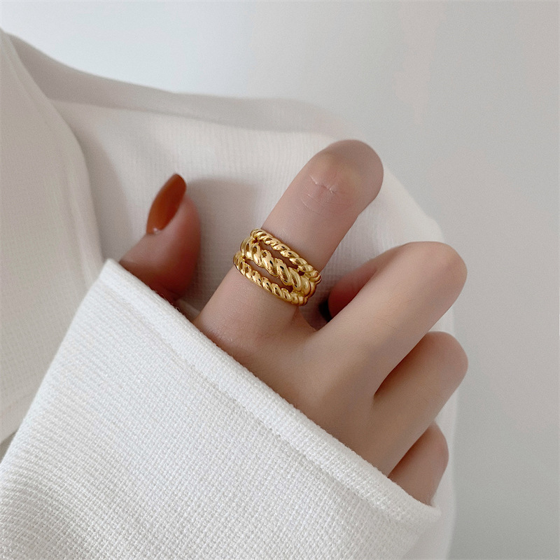 10g Weight Gold Plated Plating Material Rings Classification 1 Piece Quantity Holiday, Daily Occasion Stainless Steel Material Solid Color Pattern Women's Gender Plating Design Simple Style, Commute Style Simple Style Commute Solid Color Stainless Steel Plating Gold Plated Rings 12