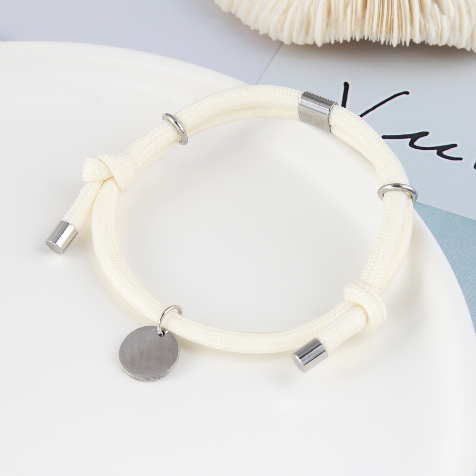 1 Piece Simple Style Solid Color Stainless Steel Polyester Unisex Bracelets