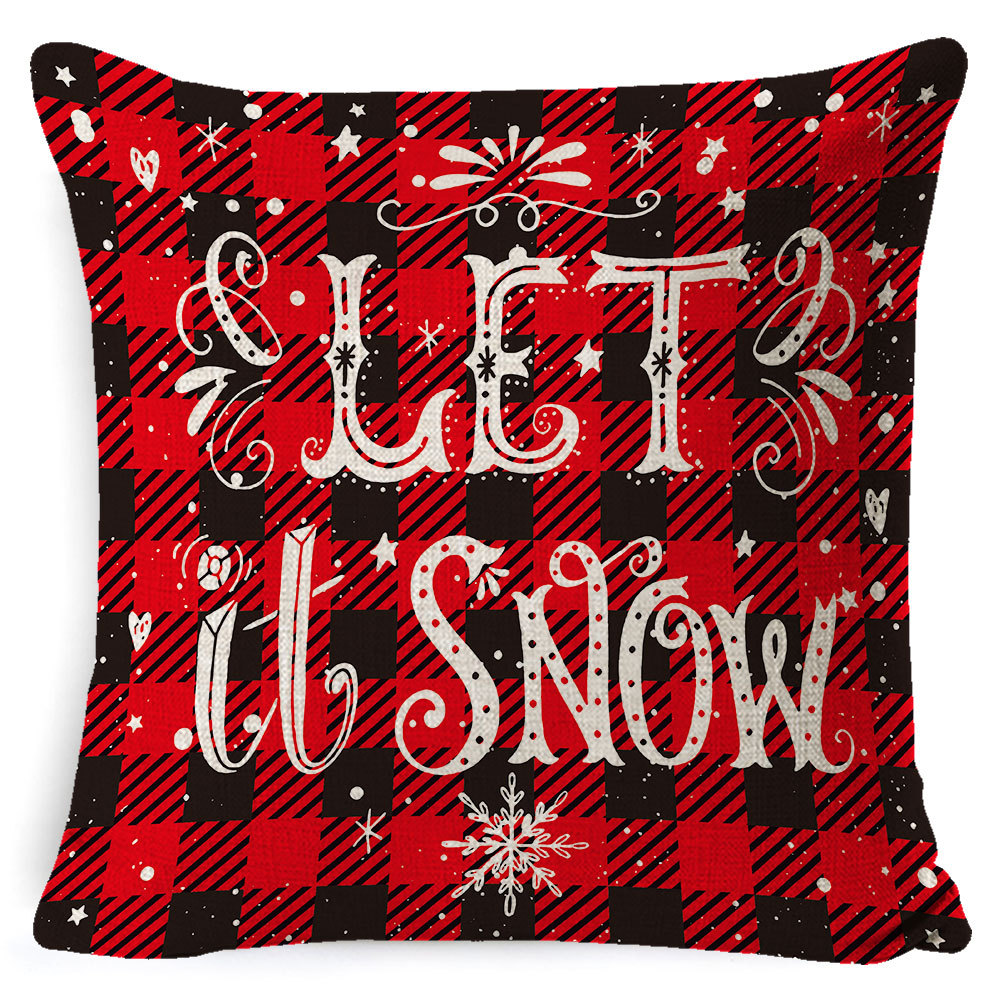 Amazon popular hogar suministros Navidad funda de almohada nórdico Plaid Lino cojín sofá