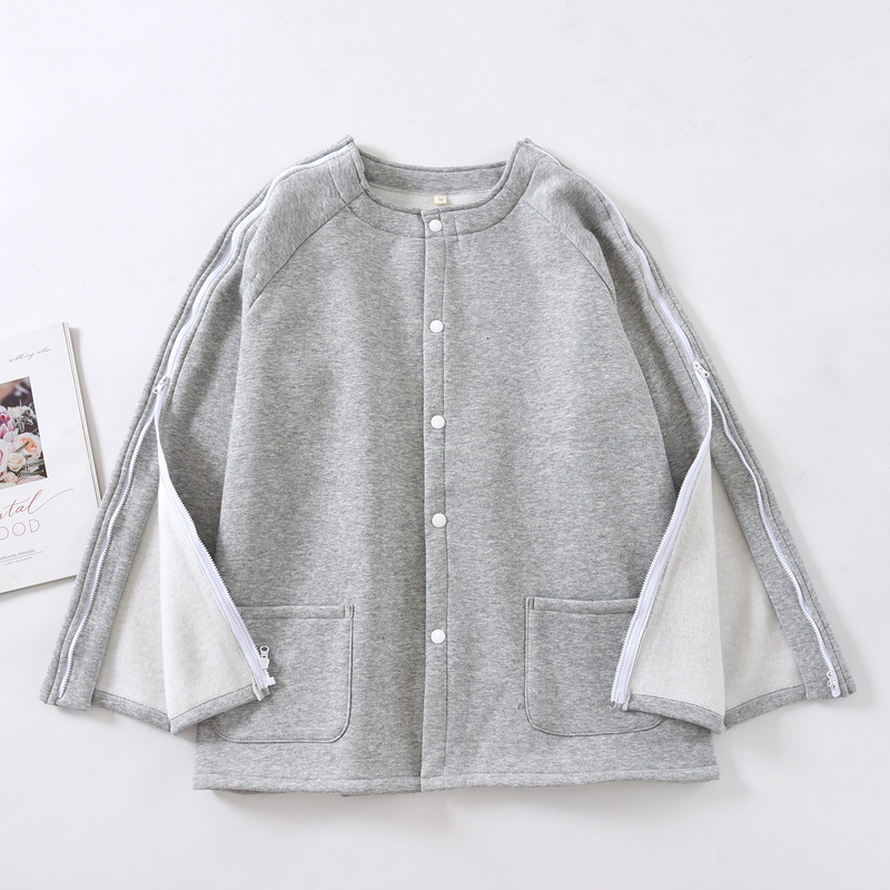 男款大码加厚棉拉绒护理服秋冬保暖宽松术后康复服卧床针灸理疗服|undefined