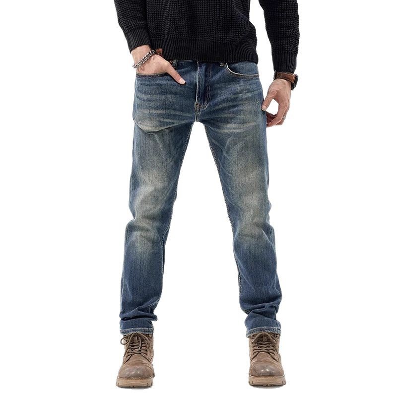 Cross-Border European And American Sale New Men's Jeans Ins Trend Slim Fit Denim Trousers_voghion.com