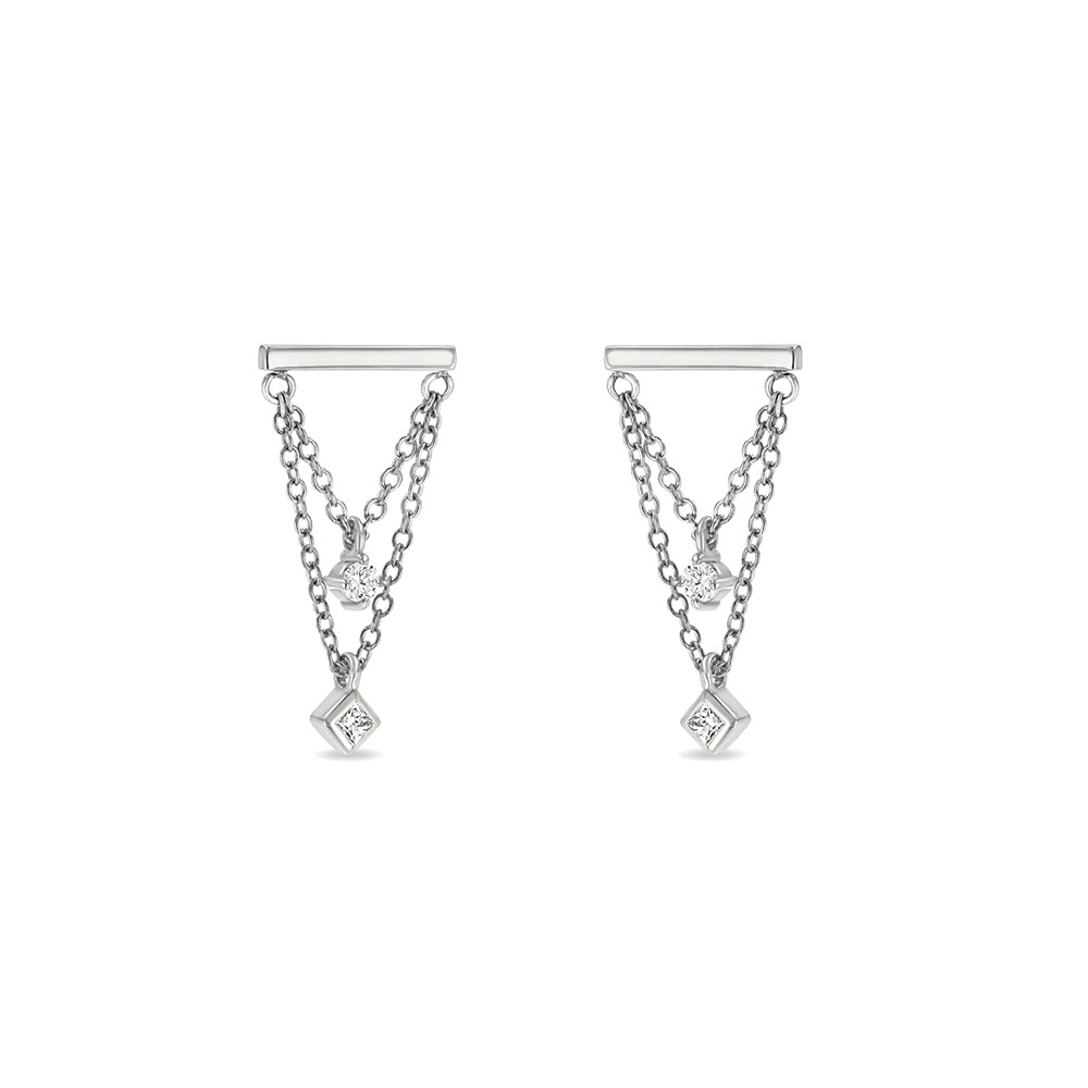 Fashion Geometric Sterling Silver Inlay Zircon Drop Earrings 1 Pair