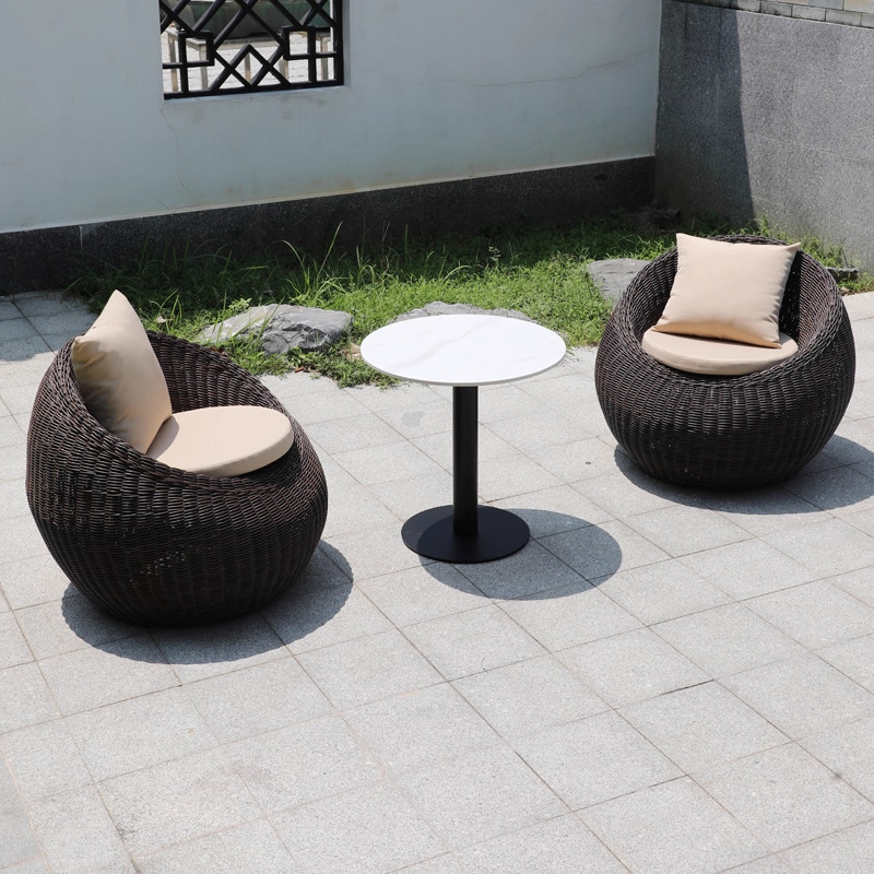 Balcón al aire libre sofá tela de caña mesa de té combinación de caña ocio al aire libre patio silla de caña jardín al aire libre muebles tejidos