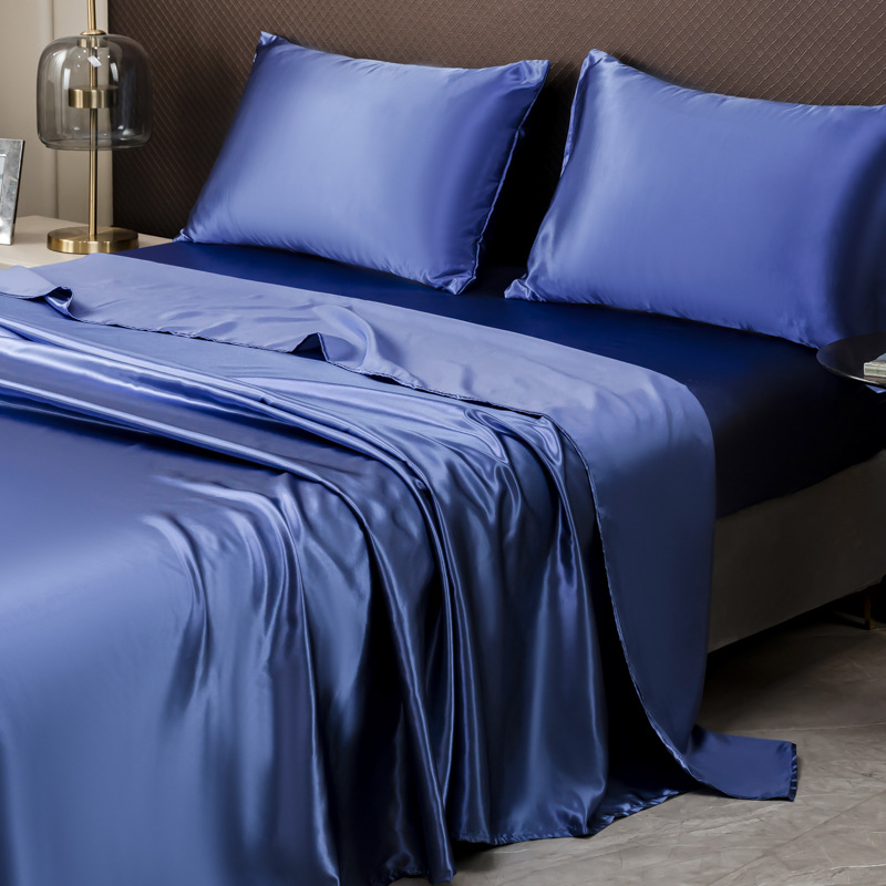 2025 New Imitation Silk Satin Fitted Bed Sheets, Pillowcases, Four-Piece Bedding Set